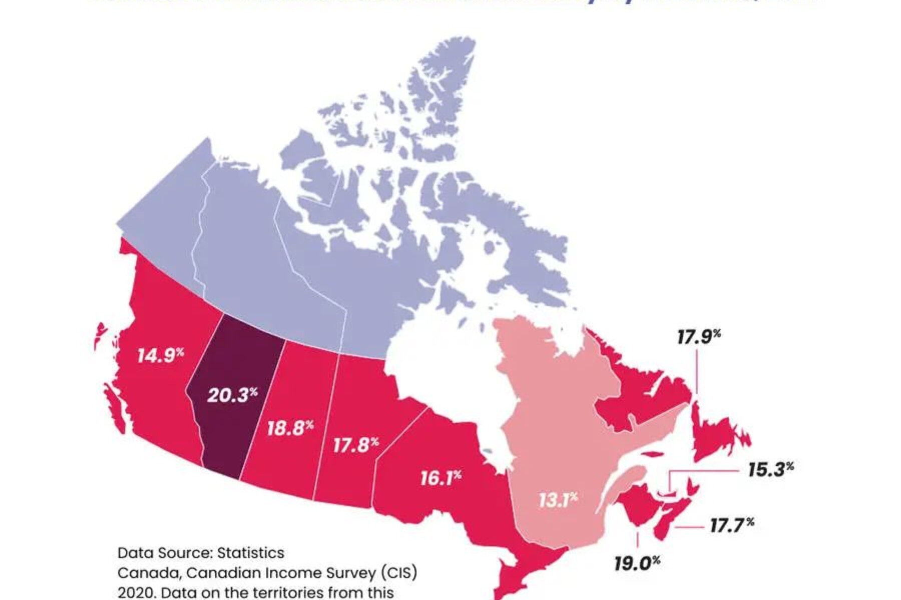 Map of prevalence of household food insecurity by province 2021