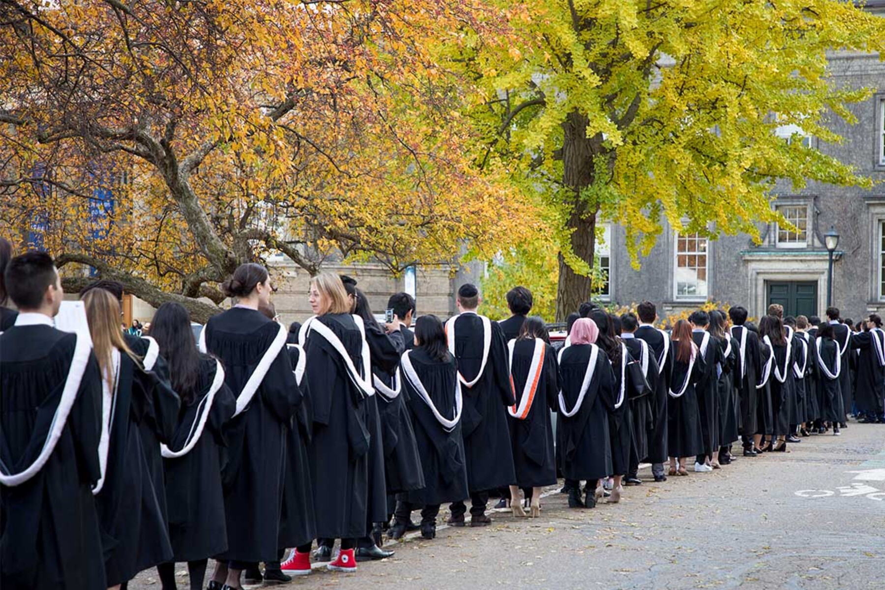 Graduating students in a line